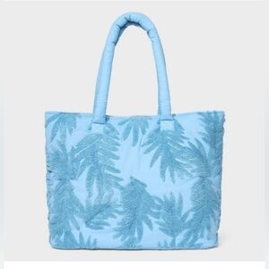 Shade & Shore Terry Tote Botanical Leaf Pattern Tropical Vacation Beach